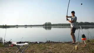 Catching silver carp with technoplankton. Fishing for silver carp in the heat