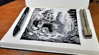Drawing a hidden Temple with Pen and Ink