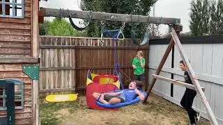 Spinning really really fast on a swing!!!