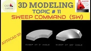 SWEEP command in Autocad 3D  || Solid editing topic #11 Sweep command || Sweep command with Explain