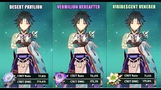 Xiao - Desert Pavilion vs Vermilion vs Viridescent - Artifact Comparison