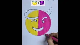 good + evil emoji/ Angel + devil emoji/ emoji creative  drawing/ satisfying