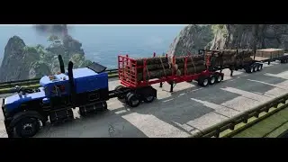 BeamNG Triple Trailer Hill Climb Test with Triple Compound Turbo Engine #beamngdrive #auto  #truck