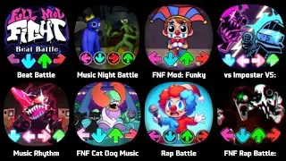 Rap Battle, FNF Wacky World, The Amazing Digital Circus, Beat Battle, FNF Spike Dog, FNF Boss Fight