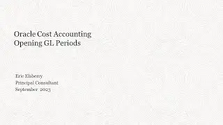 Cost Accounting   Open GL Periods