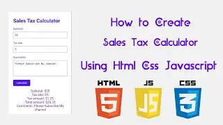 How to create Sales Tax Calculator in Html Css Javascript @mobilewithcode