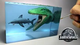 How to Make Mosasaurus Eating Great White Shark Diorama | Polymer Clay | Epoxy Resin