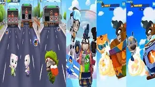 Talking Tom Gold Run VS  Hero Dash SKY RUN Eco Angela Dino Gymnast GINGER BEN Pilot TOM  Boss Fight