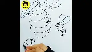 Easy Drawing Idea For Beginner | Honey Bee Drawing | Drawing Is Fun | Bee Art #youtubeshorts #shorts