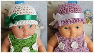 Одежда для кукол крючком. Панамка.