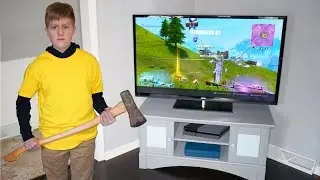 Kid destroys $5000 TV after mom unplugs PS4 (Fortnite)