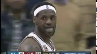 Lebron James alley oop vs Knicks after the whistle 2010 season
