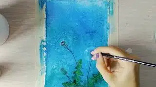 Painting "The Dandelion" Watercolor. Printing on canvas