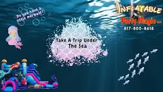 mermaid bounce house rental with a slide