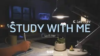 1-HOUR STUDY WITH ME at Night | Relaxing Lo-Fi, Background noises | Pomodoro 25/5