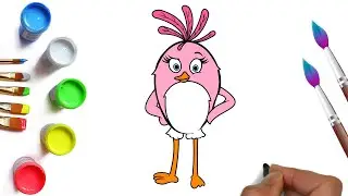How to draw a Stella bird from the game Angry Birds easy and beautiful drawings for children