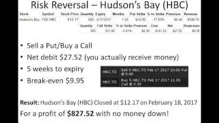 Risk Reversal Options Trade Recaps - Hudson's Bay and Apple (2000% plus gains each)
