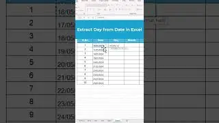 How to Extract Day from Date in Excel #excel