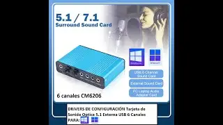 💥DRIVERS CONFIGURACIÓN Tarjeta de sonido envolvente externa USB, 6 CANALES, 5.1/7.1 Virtual Win10-11