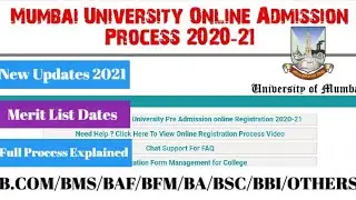 Mumbai University Online Admission 2020-21 | Part-1 #MumbaiUniversity #Admissionafter12th
