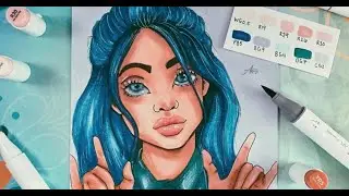 Billie Eilish drawing using Ohuhu brush markers