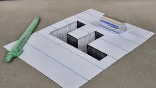 3d drawing F letter on paper for beginner - how to draw 3d