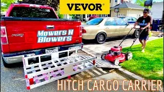 VEVOR 50x29.5x8.7” Hitch Cargo Carrier 500lb Capacity Trailer Mount Aluminum Basket w/Folding Ramp