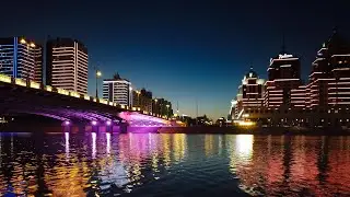 Астана (Нур-Султан). Набережная реки Ишим. Казахстан