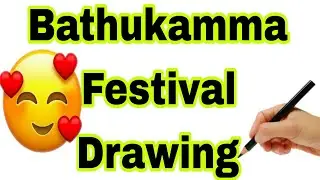 Bathukamma Festival Drawing / Bathukamma Drawing / Happy Bathukamma Drawing /Bathukamma Drawing Easy