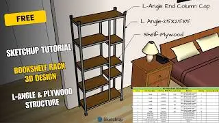 DIY Bookshelf Using L Angle & Plywood – SketchUp Free Design Tutorial + BOQ