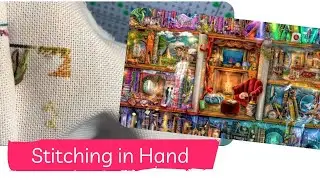 Stitching in Hand on Grand Library - Heaven and Earth Designs Full Coverage Cross Stitch Flosstube