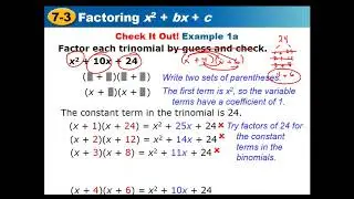 Alg 1 - 7.3 Factoring x^2+bx+c