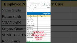 Convert Text into UPPERCASE in Excel #shorts