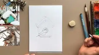 Как рисовать новогоднюю открытку.