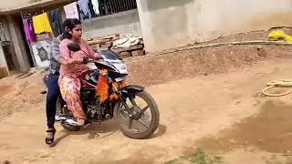 Girl New Bike driving practice 