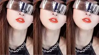 斗鱼 伊娃月 黑色包臀皮裙吐舌摆跨扭臀撅臀表情舞