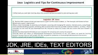 Java logistics and tips for continuous improvement