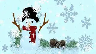 009 Снежинки Снеговик Рождество Синий