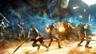 FINAL FANTASY XV - Flaming Sword Giant Boss Fight Level 13 Vs Level 42 Boss