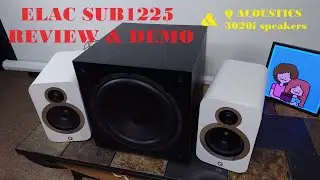 ELAC SUB1225 Powered Home Subwoofer Review &  Demo 😲 With Q Acoustics 3020i Bookshelf Speakers