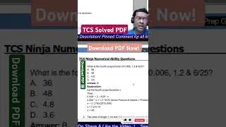 1/n Solved Aptitude Questions TCS NQT & TCS Ninja PDF 2024| Aptitude questions & answers TCS 
