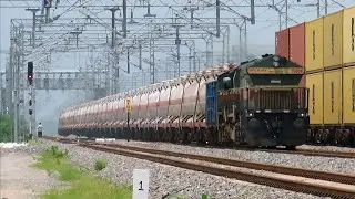 Powerful Diesel Locomotive WDG 4G with Double Stack Container Trains    WDFC   INDIA1080P #railfan