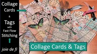 Collage Cards and Tags with Fast Flow Stitching ⭐ Tutorial For Beginners | Junk Journal Ideas ✅