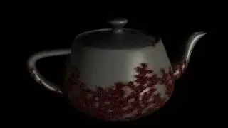 Aggregation in 3D Using Houdini rust on teapot