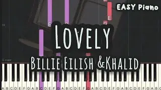 Billie Eilish & Khalid - Lovely (Easy Piano, Piano Tutorial) Sheet