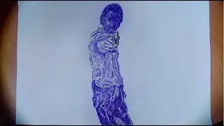Ходячие мертвецы  Рик (рисунок ручкой в тонах)