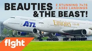 😲 INCREDIBLE slowmo 747 and A380 landings!