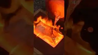 Pouring a huge copper ingot - massive copper casting 