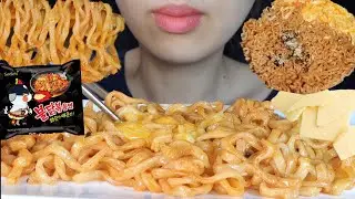 ASMR korean hot Stirfried Chicken and noodle real eating sounds