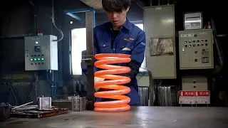 The process of making giant springs. spring factory in japan